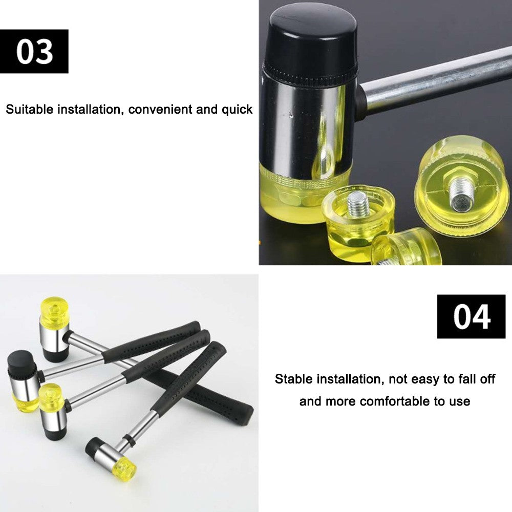 Martelo de borracha de 25mm 30mm 40mm Martelo de nylon com face dupla para instalação de janelas de vidro com cabeça redonda e cabo antiderrapante Ferramenta manual DIY