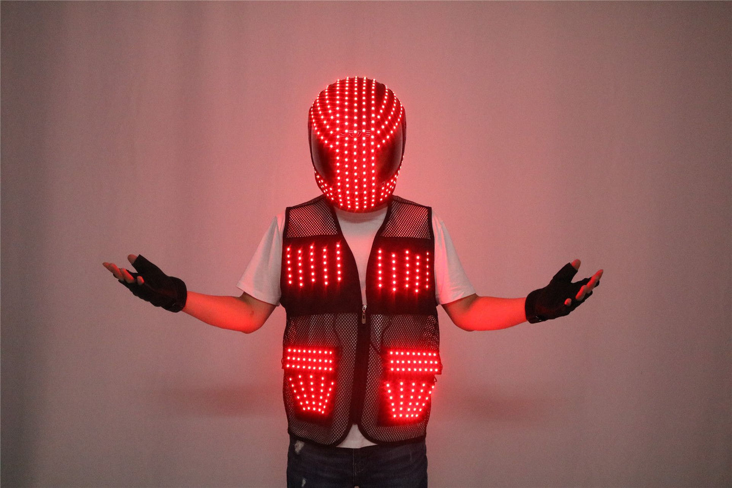 LED Robot Suit Stage Dance Costumes, Light Up Jacket, Strobe Luminous Clothing, Christmas and Halloween Party