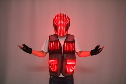LED Robot Suit Stage Dance Costumes, Light Up Jacket, Strobe Luminous Clothing, Christmas and Halloween Party