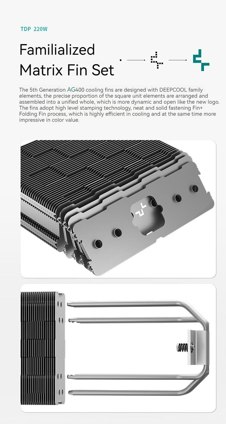 DEEPCOOL AG400 4 Heat pipes Dual Fan CPU Air-Cooling Radiator 2000RPM Desktop Cooling Fan For Intel LGA1700 1200 115X AMD AM4