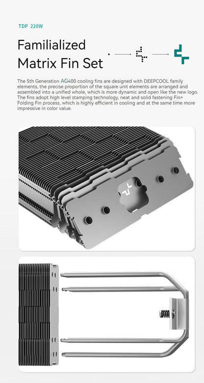 DEEPCOOL AG400 4 Heat pipes Dual Fan CPU Air-Cooling Radiator 2000RPM Desktop Cooling Fan For Intel LGA1700 1200 115X AMD AM4