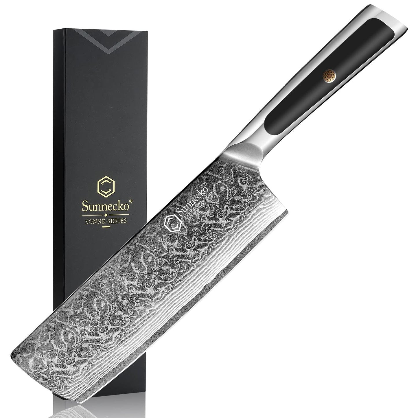Facas Damasco Sunnecko 1-6Pcs/Set Faca de Cozinha Ultra Afiada com Núcleo VG10 Fio de Corte Utilitário Cutelo do Chef Santoku Fatiar Descascar