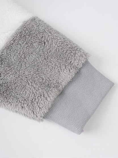 Plus Size Autumn/Winter New Arrivals Women's Autumn/Winter Drop-Shoulder Long-Sleeved Colour-Block Patchwork Fleece Hooded Jacke