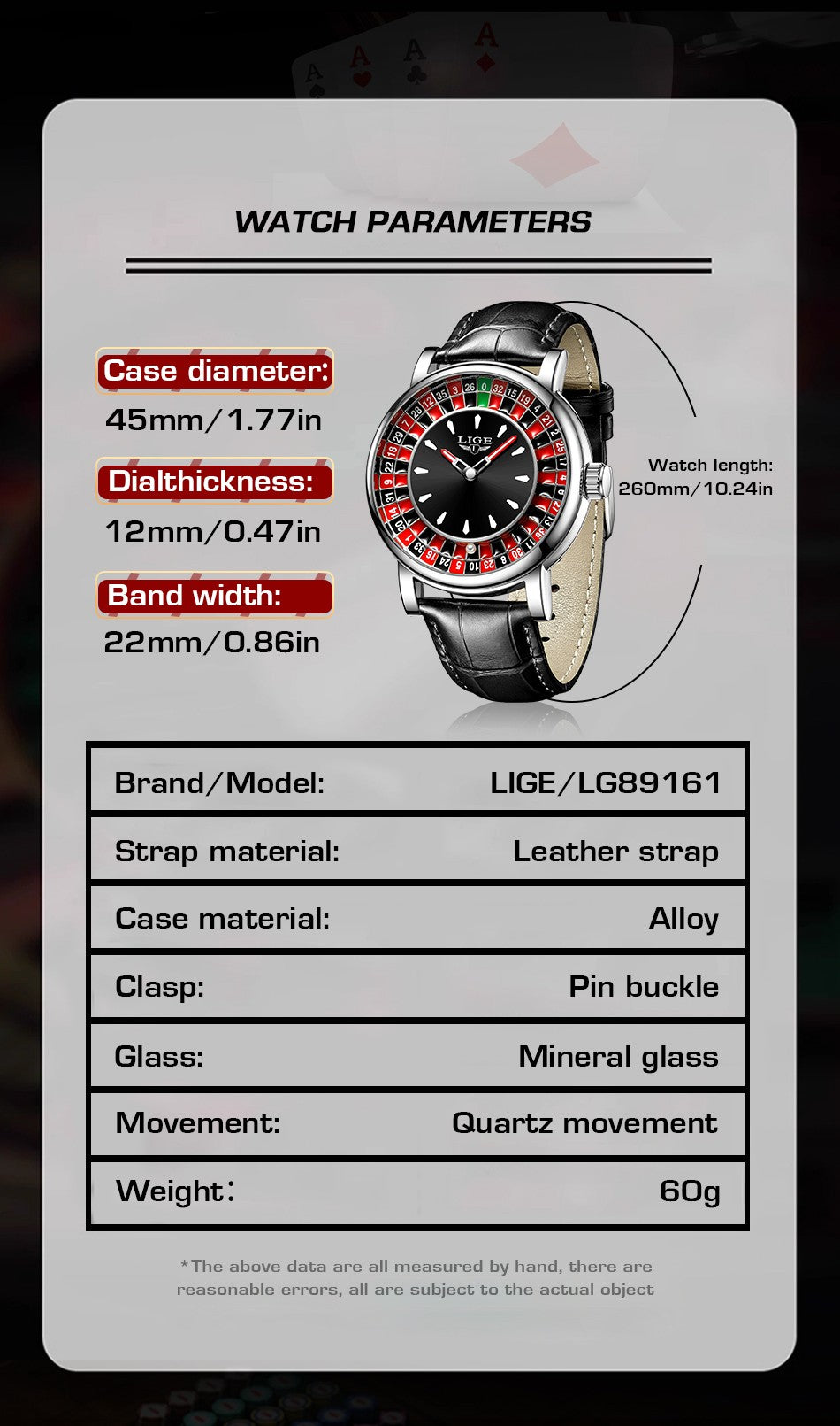 LIGE Quartz Man Watch Fashion Luxury Creative Roulette Game Dial Design Leather Casual Life Waterproof Watches for Men Gifts+Box