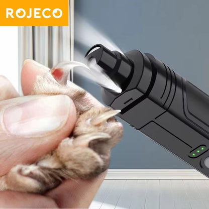 ROJECO P3 Lixador de Unhas Elétrico para Pets Aparador de Unhas de Cachorro com 2 Luzes LED Recarregável Ferramentas para Aparar Unhas de Gato