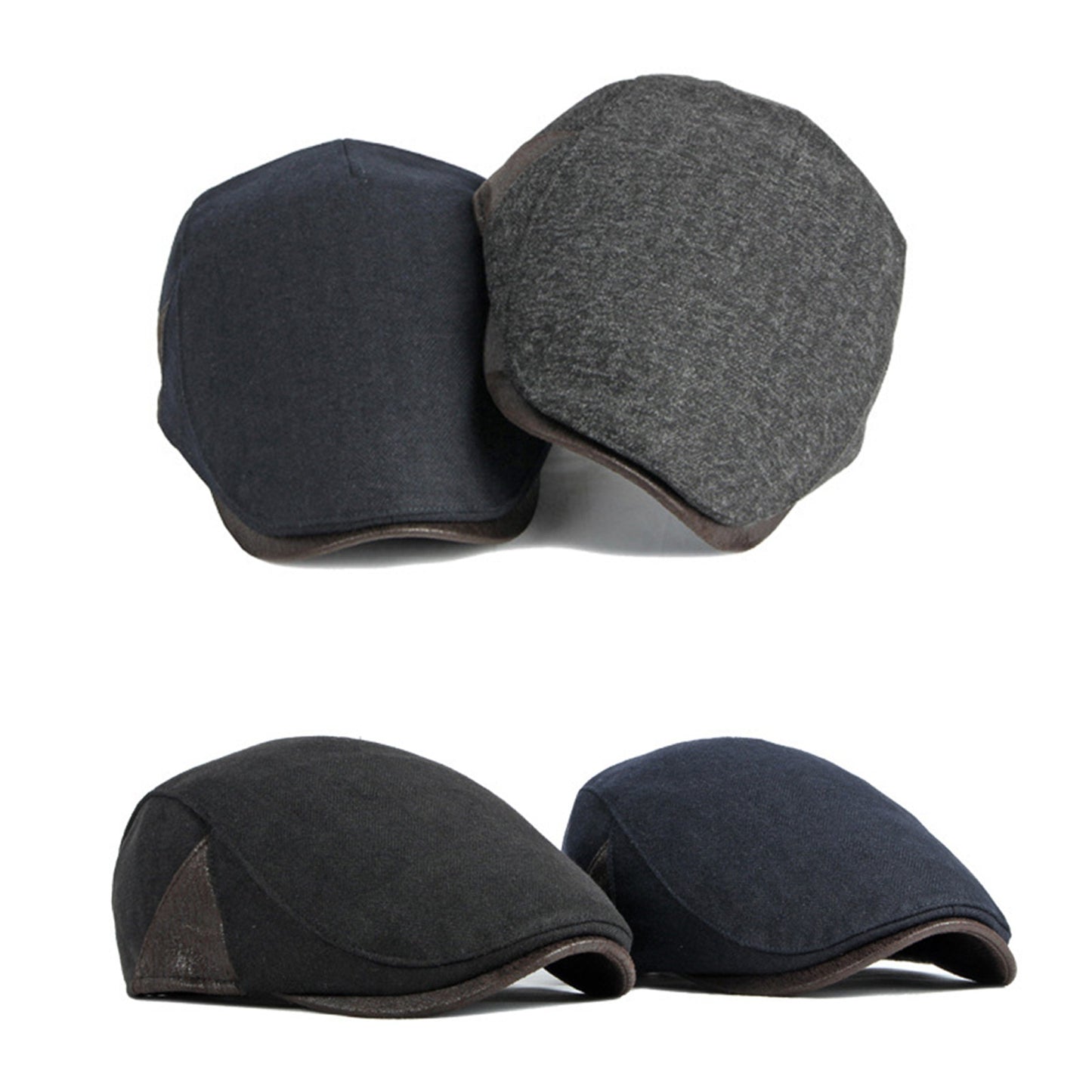British Retro Beret Hat For Men Winter Thick Warm Woolen Newsboy Cap Fashion Outdoor Casual Cap