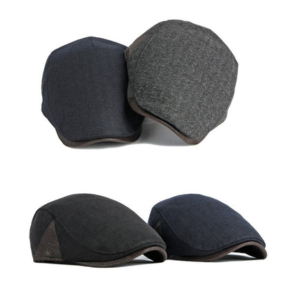 British Retro Beret Hat For Men Winter Thick Warm Woolen Newsboy Cap Fashion Outdoor Casual Cap
