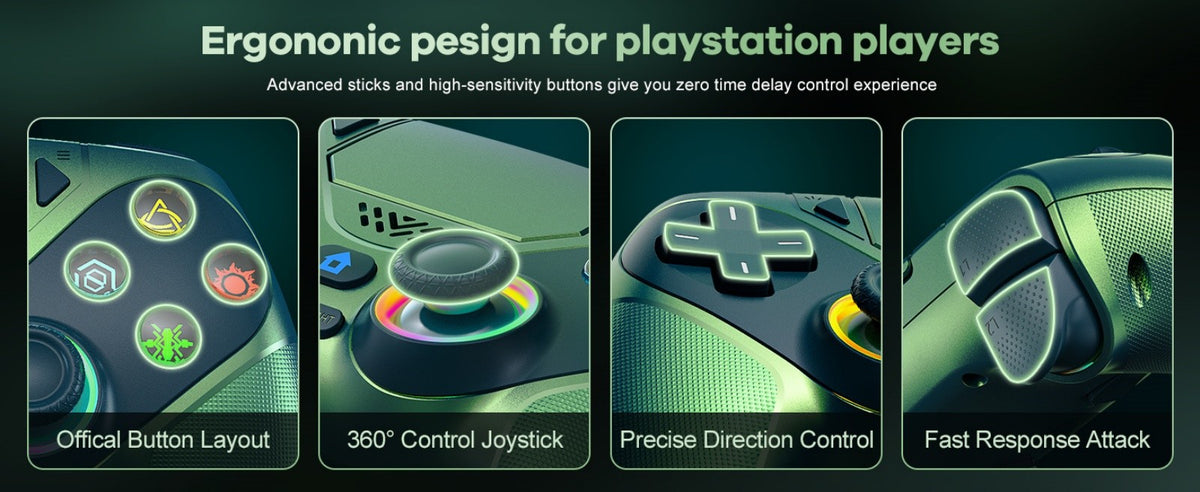 RGB Light Controller For PlayStation 5/PS5 Pro/Slim/PC Wireless Gamepad Marco/Turbo NO Drift Hall Effect Gaming Control Joystick