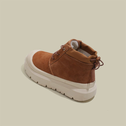 Fujin 4cm New Synthetic Suede Genuine Leather Spring Autumn Ankle Booties Chunky Sneakers High Brand Big Size Plush Women Shoes