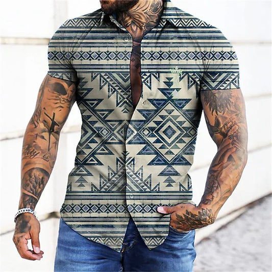 5-color summer men's retro plaid shirt fashion casual luxury shirt short sleeve men's Hawaiian shirt camisa Masculina 5XL 2023