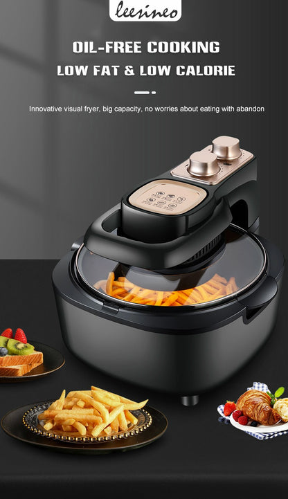 Fritadeira de Ar Doméstica Multifuncional Sem Óleo Inteligente 6L Forno 220V 1100W Painel LED Touch Controle de Temperatura Fritura a Ar Visual