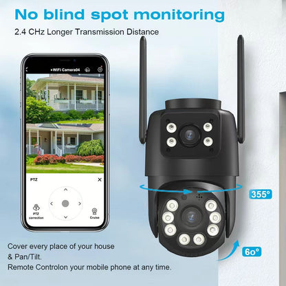 BELIA 4K 8MP WiFi Surveillance Camera,4X Digital Zoom,  PTZ IP Camera ONVIF Dual Lens, AI Human Detect, Outdoor Security ICSEE