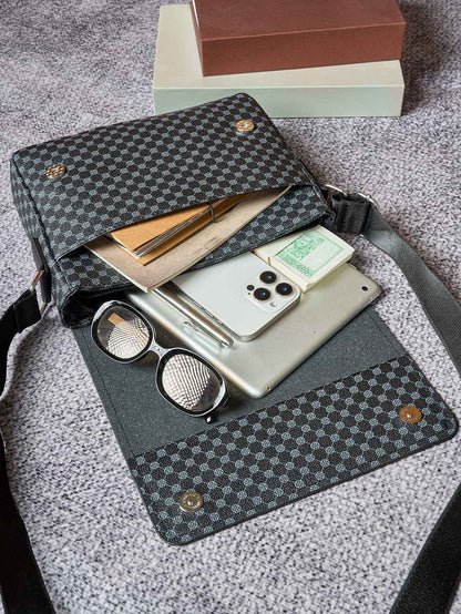 ??24cm Men's Crocodile Embossed Crossbody Bag - Slim Anti-Theft PU Sling Bag w/ Phone Pocket, Fits 10" Tablet & Passport