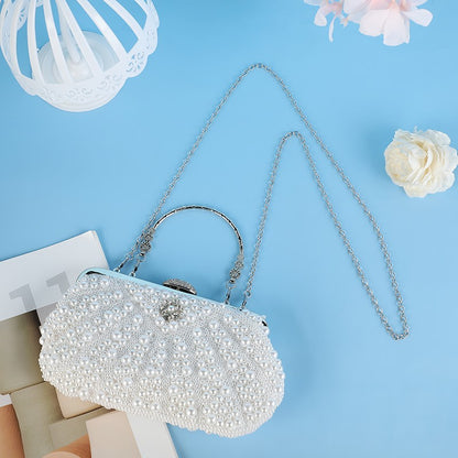 New handcrafted beaded shell pearl evening bag elegant socialite's handbag for outings gatherings and parties fashionable sin