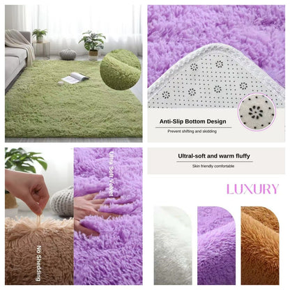 VIKAMA Tie-dyed Fluffy Carpets For Living Room Decor Bedside Rug Warm Plush Floor Mats Children's Room Play Mats Furry Carpet