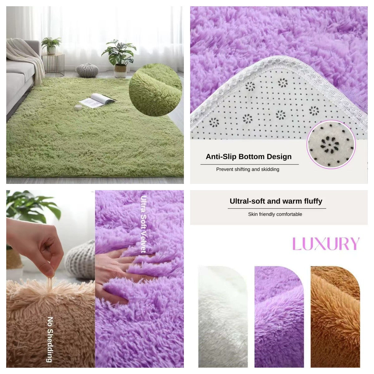VIKAMA Tie-dyed Fluffy Carpets For Living Room Decor Bedside Rug Warm Plush Floor Mats Children's Room Play Mats Furry Carpet