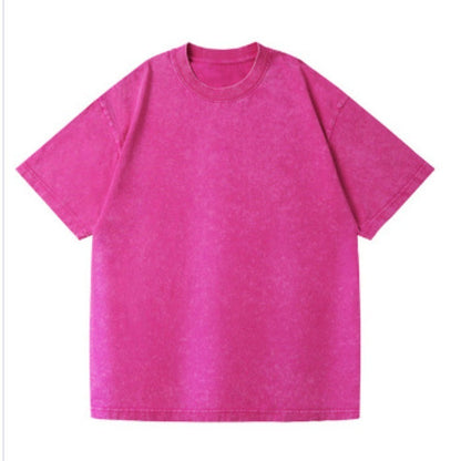 230g retro fried snowflake washed T-shirt Europe and the United States cross-border cotton t loose bottoming round neck pullover