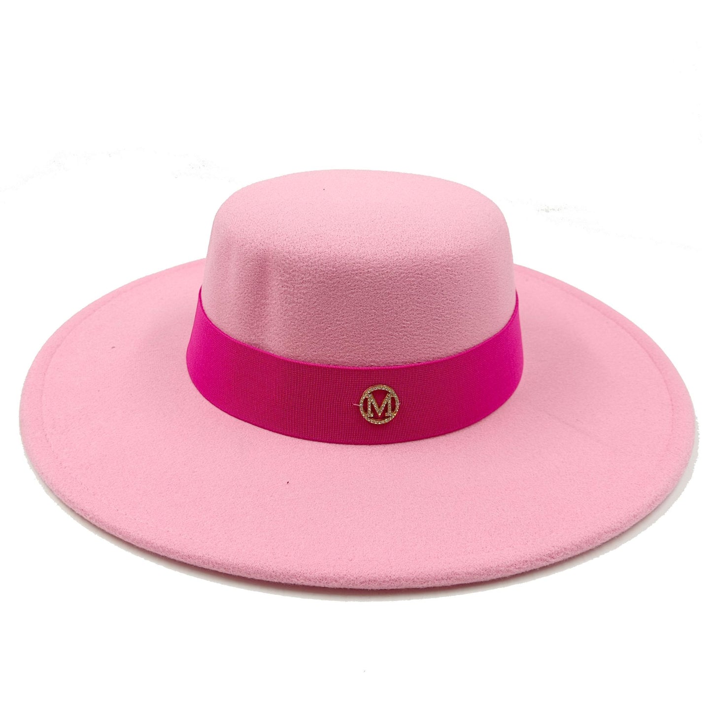 2022 new oversized edge flat top hat retro French felt hat outdoor sun hat women's big-brimmed fedora hat