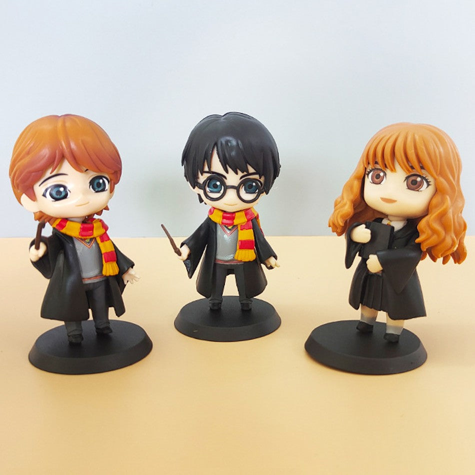 Hot 3-10 unidades/conjunto Harri Q Style Potter Posket Hermione Ron Hedwig Boneco de Vinil Brinquedo Decoração de Bolo Carro Modelo PVC Boneca Presente Brinquedos