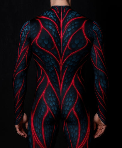 Halloween Lizard Bodysuit Men's Unique Muscle Series Holiday Jumpsuit Carnival Costume Adult Roleplay Party Masquerade Ball Set