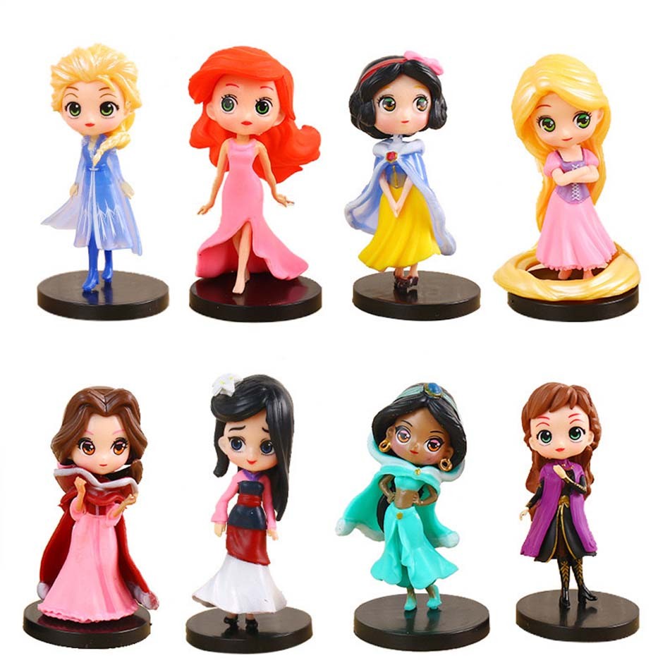 Disney Princess Ariel Rapunzel Cinderella Mermaid Anna Elsa Belle Sofia Snow White Mulan The Little Mermaid Figure Toys Kid Gift