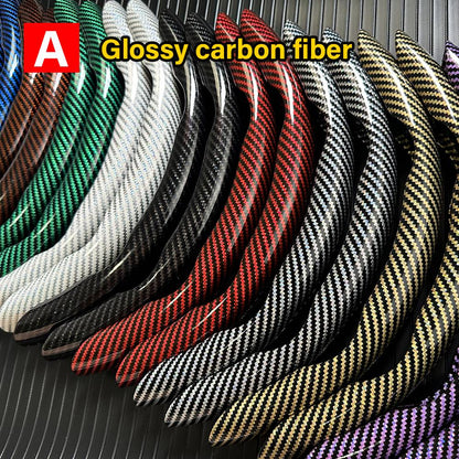 1 par de capas para volante de carro, impulsionador de microfibra, acessórios decorativos internos automotivos, fibra de carbono universal