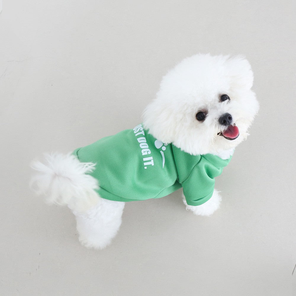 Roupas de outono e inverno para animais de estimação, moletom de veludo com gola redonda e letras inglesas fofas, roupas universais super fofas para gatos e cachorros, modernas