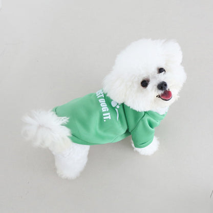 Roupas de outono e inverno para animais de estimação, moletom de veludo com gola redonda e letras inglesas fofas, roupas universais super fofas para gatos e cachorros, modernas