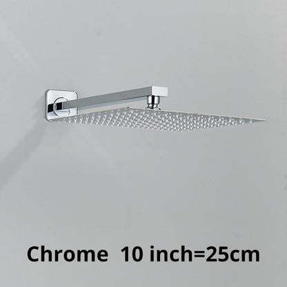 Chuveiro Quadrado de Teto 8"/10"/12" Ultrafino para Banheiro com Braço de Chuveiro Acessórios de Torneira Montado na Parede