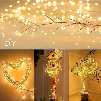1PC 3/6/9/12M USB Power LED Firecracker String Fairy Lights Remote Control 8 Modes for Wedding Party Garden Bedroom Christmas