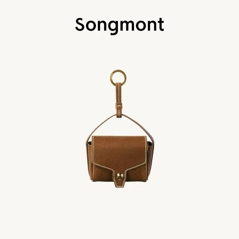 Songmont Genuine Leather Mini Bucket Bag Adjustable Drawstring Multi Straps White Black Blue Casual Chic Crossbody Bag Oversized