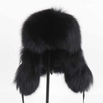 2025 Novo Chapéu Feminino Ushanka Russo de Pele de Raposa Natural Inverno Grosso Quente Orelhas Moda Chapéu Bomber Senhora Gorro Genuíno de Pele de Raposa Real