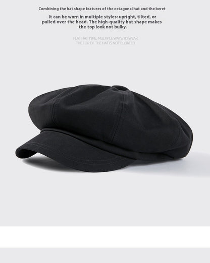 Beret Men's Fashion Spring and Summer Versatile Newsboy Cap Painter's Cap British Vintage Hat Octagonal Cap for Men and Women