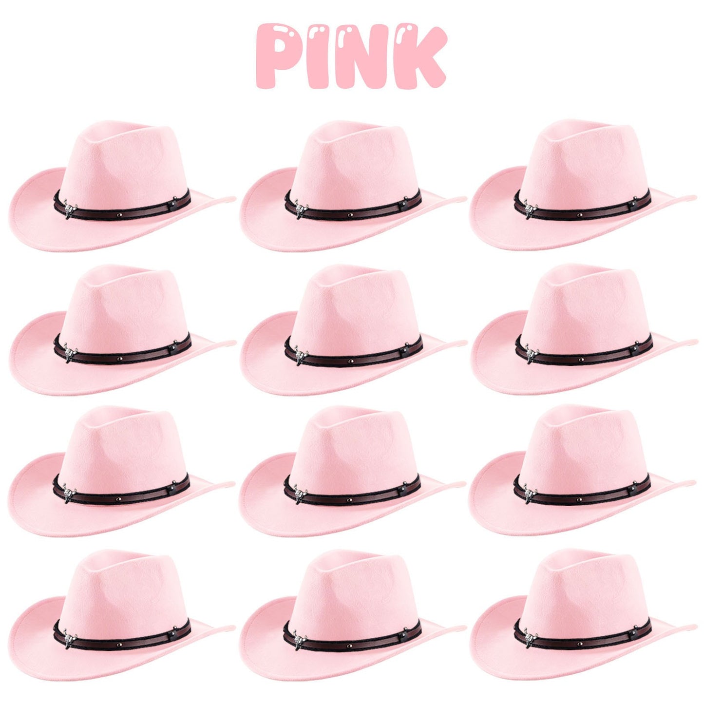 4-24Pcs Western Cowboy Hat for Men Women Adjustable Felt Cowgirl Hats Wide Brim Fedoras Hat for Adult Bachelor Party Costume