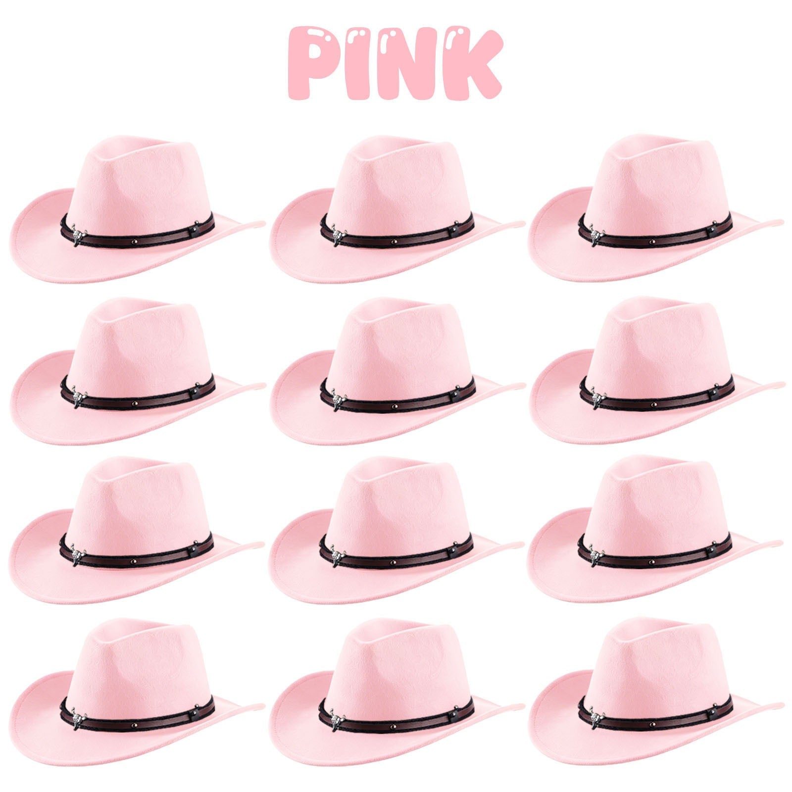 4-24Pcs Western Cowboy Hat for Men Women Adjustable Felt Cowgirl Hats Wide Brim Fedoras Hat for Adult Bachelor Party Costume
