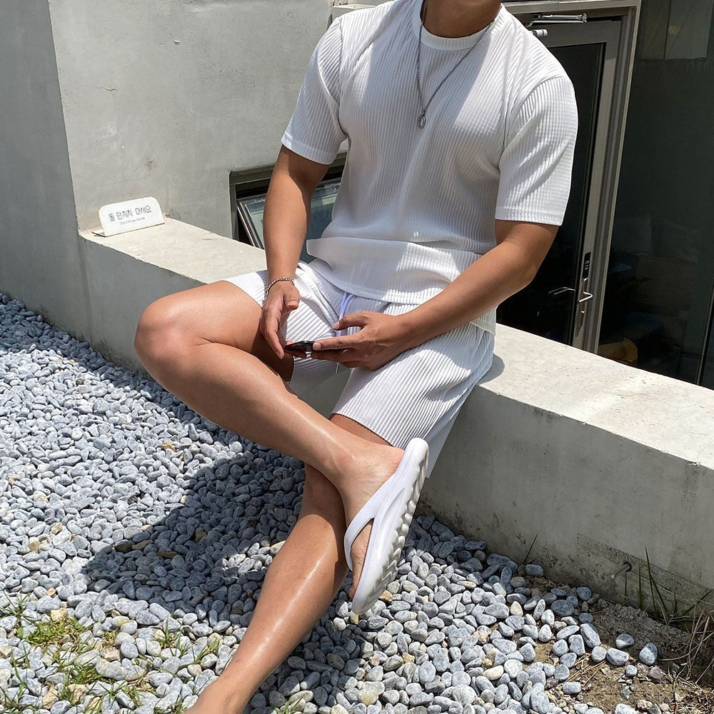 Men's Summer Quick Dry Breathable Gym Fitness Sports Running Ruffled Casual Shorts Workout Jogger Short Pants Loose Sweatpants