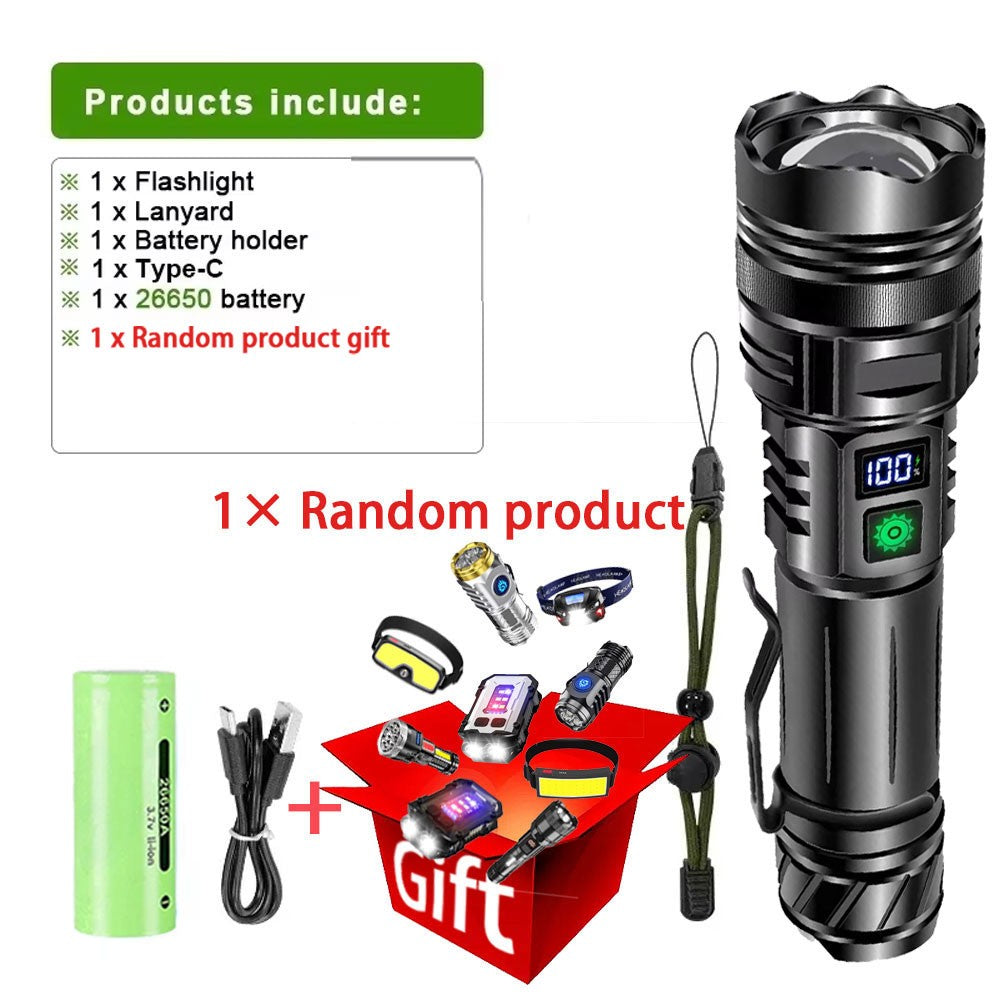 20000000LM Most Powerful LED Flashlight Rechargeable Type-c Flashlight Long Range 2000M Tactical Torch Light For Fishing Hunting