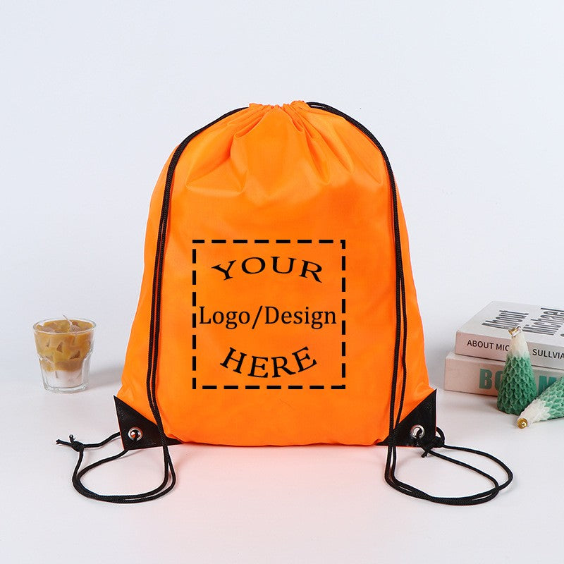 20/50Pcs Custom Bag Printing Logo Schoolbag Promotional Outdoor Casual Gym Sport Waterproof Advertising Bag Drawstring Backpack