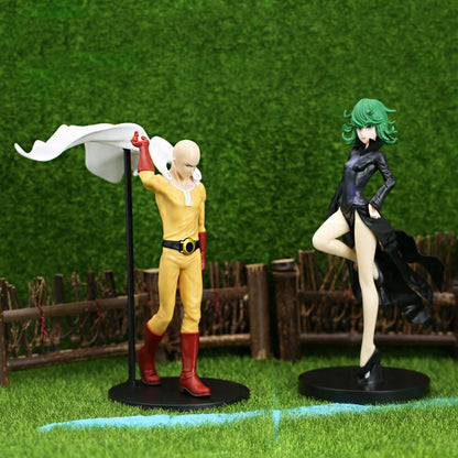 18CM Anime Figure ONE PUNCH-MAN Figure Bald Saitama Tatsumaki Standing Figure Model Toy Static Collection Desktop Ornaments PVC
