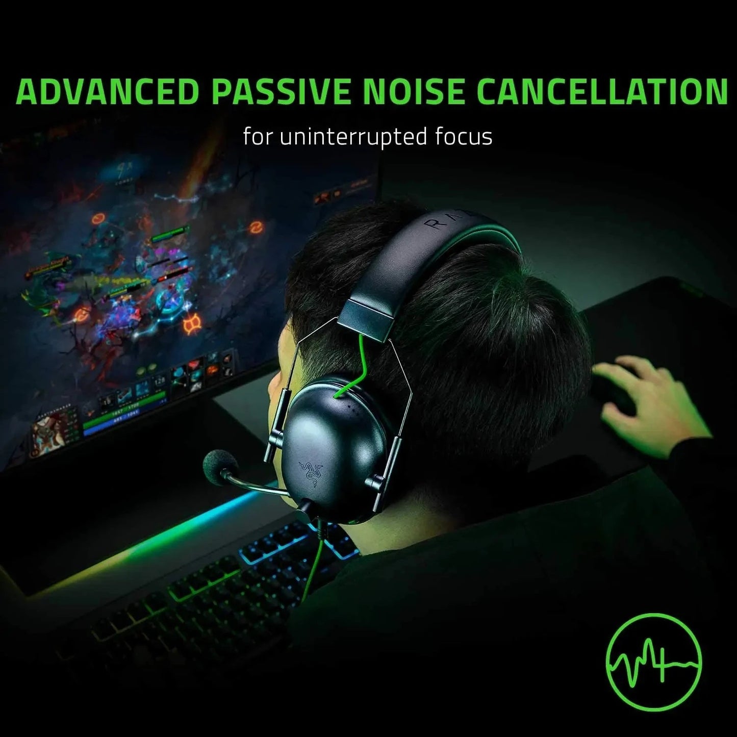 Headset Gamer Razer BlackShark V2 X com fio, cancelamento de ruído passivo avançado, som surround 7.1, microfone cardióide Hyperclear