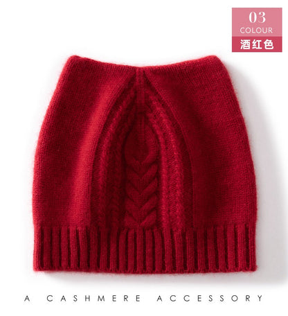 Autumn Winter Cute Hat Knitted 100% Cashmere Wool Hat Cat Ears Thickened Warm Ear Protection Knitted Beanie