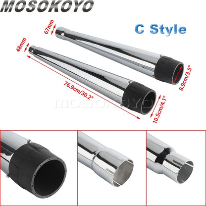 Motorcycle Tappered Slip-On Exhaust Pipe For Harley Touring Street Road Electra Glide Road King FLHR FLHX FLTRX FLHTK 2017-2023