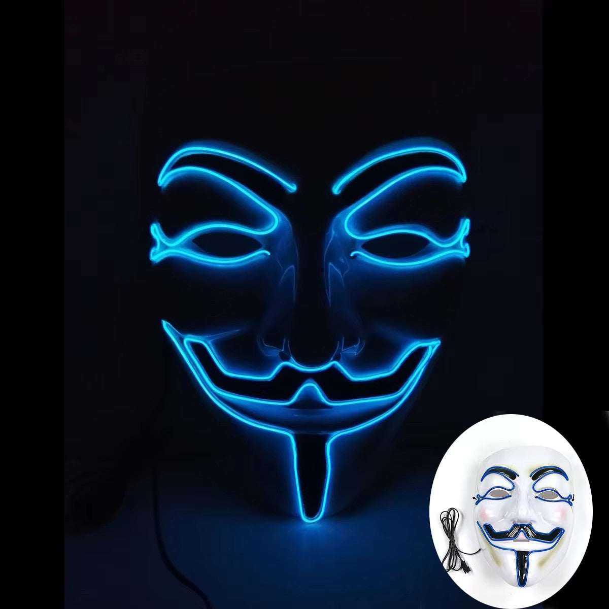 Halloween LED Vendetta Mask Night Club Carnival Party Festival Decoration Cosplay Vendetta Guy Fawkes Mascara Glowing V Mask