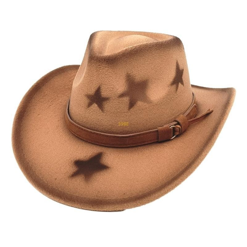 Homburg Cowboy Hats Old Fashion Porkpie Hat Stylish Panama Hat Belt Fedoras