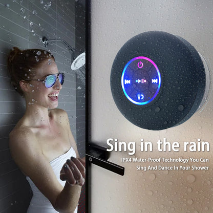Alto-falante Bluetooth Sem Fio Impermeável para Banheiro com LED Colorido, Grande Ventosa, Mini Alto-falante Portátil para Exterior