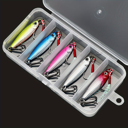 ANFS 5 pçs 10g Conjunto de Iscas Artificiais de Metal Jig - Iscas Artificiais de Baixo, Isca de Jigging para Pesca em Água Doce e Salgada