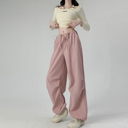 Women's Retro Cargo Pants High Waisted Straight Leg Joggers Casual Sporty Sweatpants for Streetwear