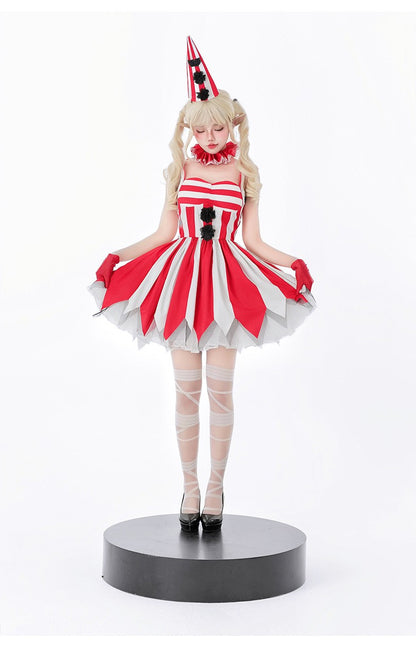 Halloween Cosplay Dress Red Horror Circus Soul Return Doll Costume Gothic Spooky Ladies Fancy Outfit for Party Role Play Dress
