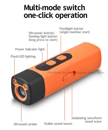 Novo Repelente Ultrassônico para Cães, Dispositivo de Treinamento Recarregável Anti-Latido com Lanterna LED