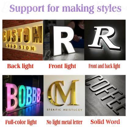 Custom Advertising Led Letters RGB Light Sign Luminous Signage Full Color Acrylic Business Logo Wall Brand